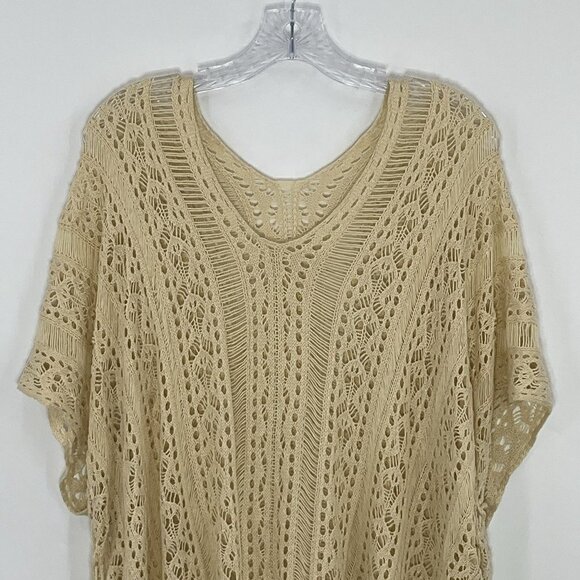 Women's Bohemian Lace Ivory Crochet Swim Cover‎ Up Tunic Dress Size One Size - Picture 2 of 13